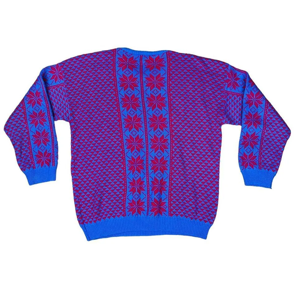 90s Cozy Nordic Snowflake Sweater (L)