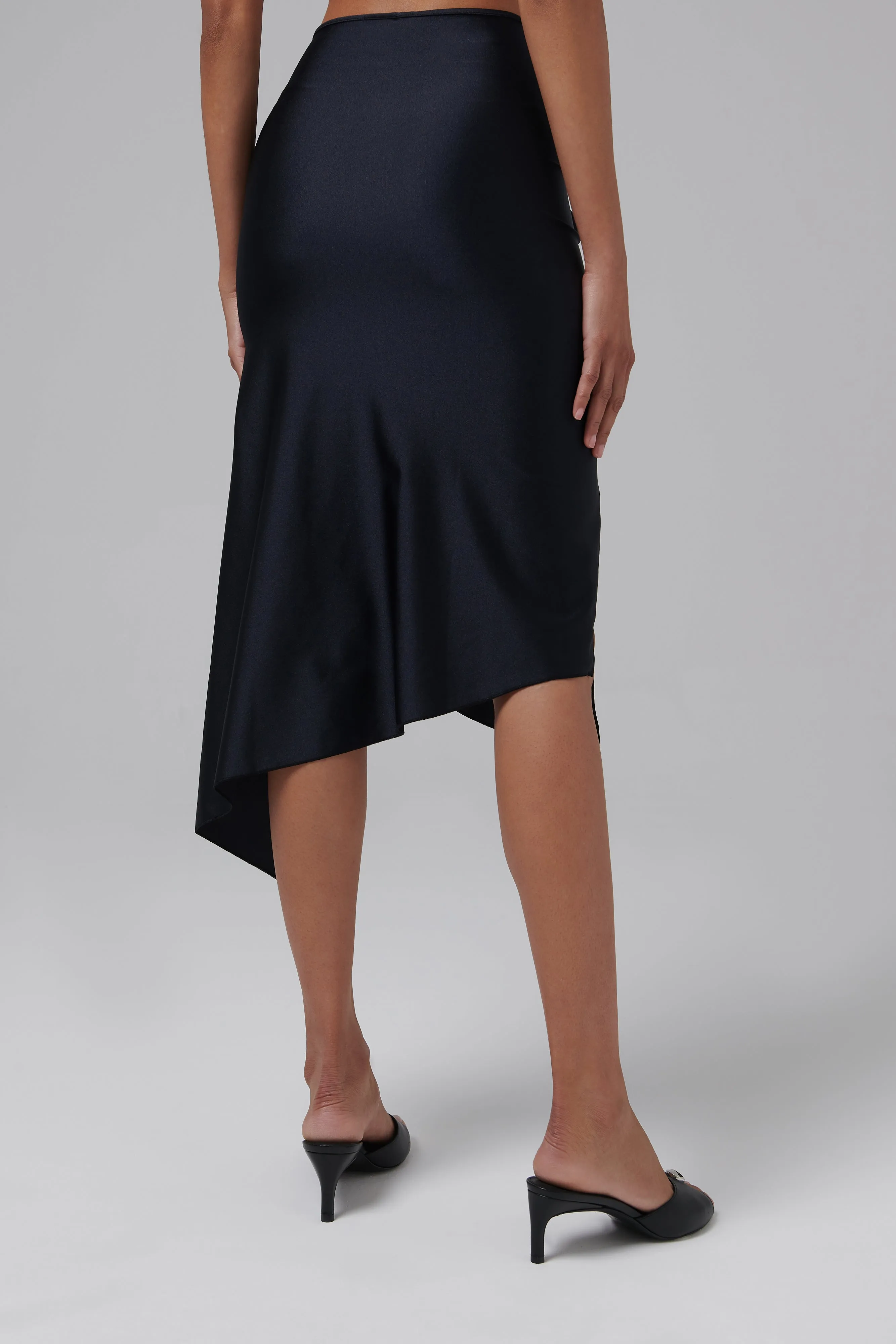 Black Flower Midi Skirt