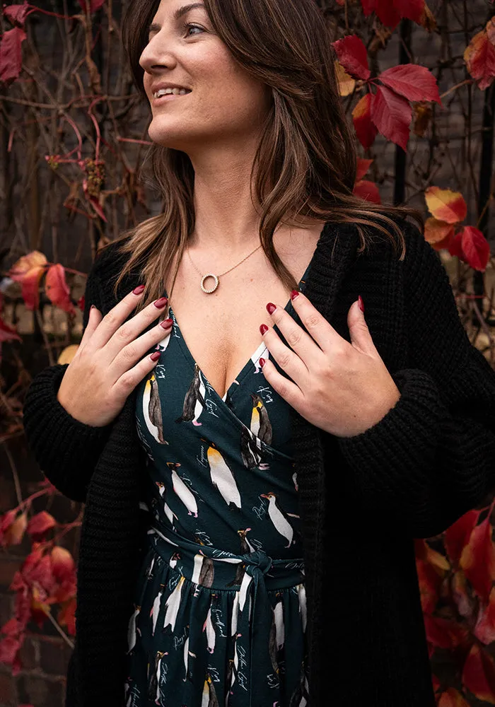 Black Long Line Ribbed Knitted Cardigan