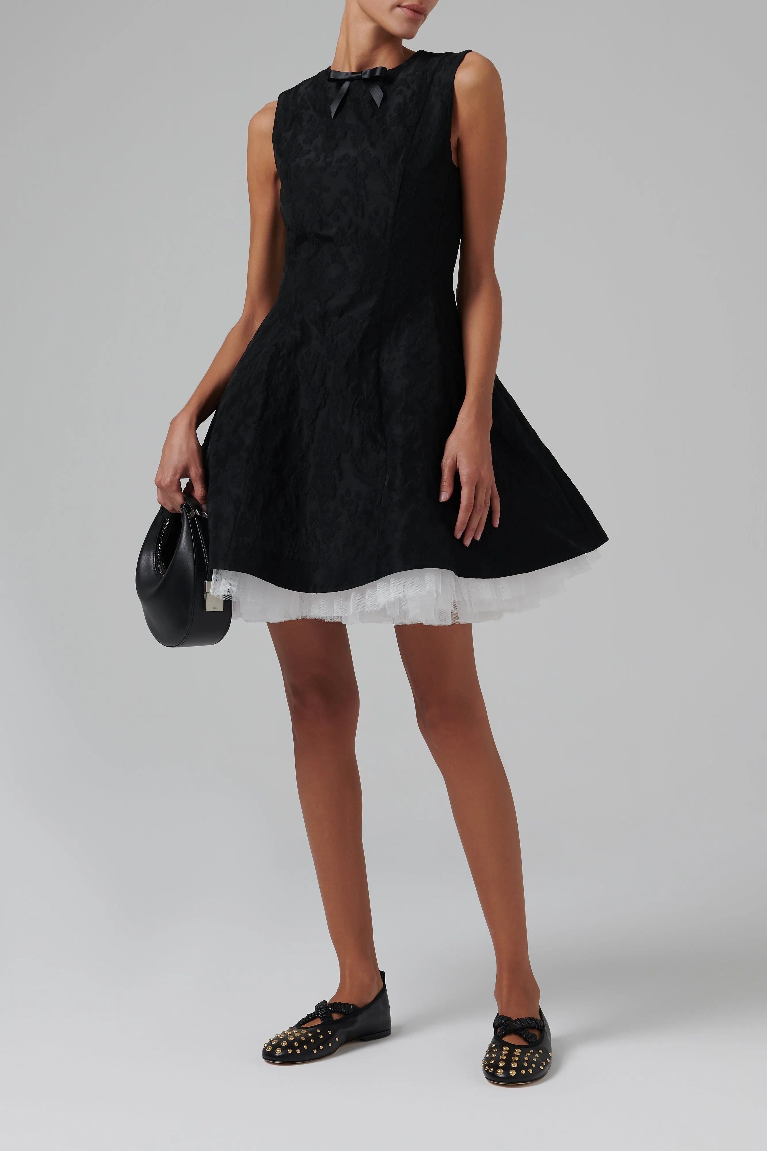 Black Puffy Sleeveless Mini Dress