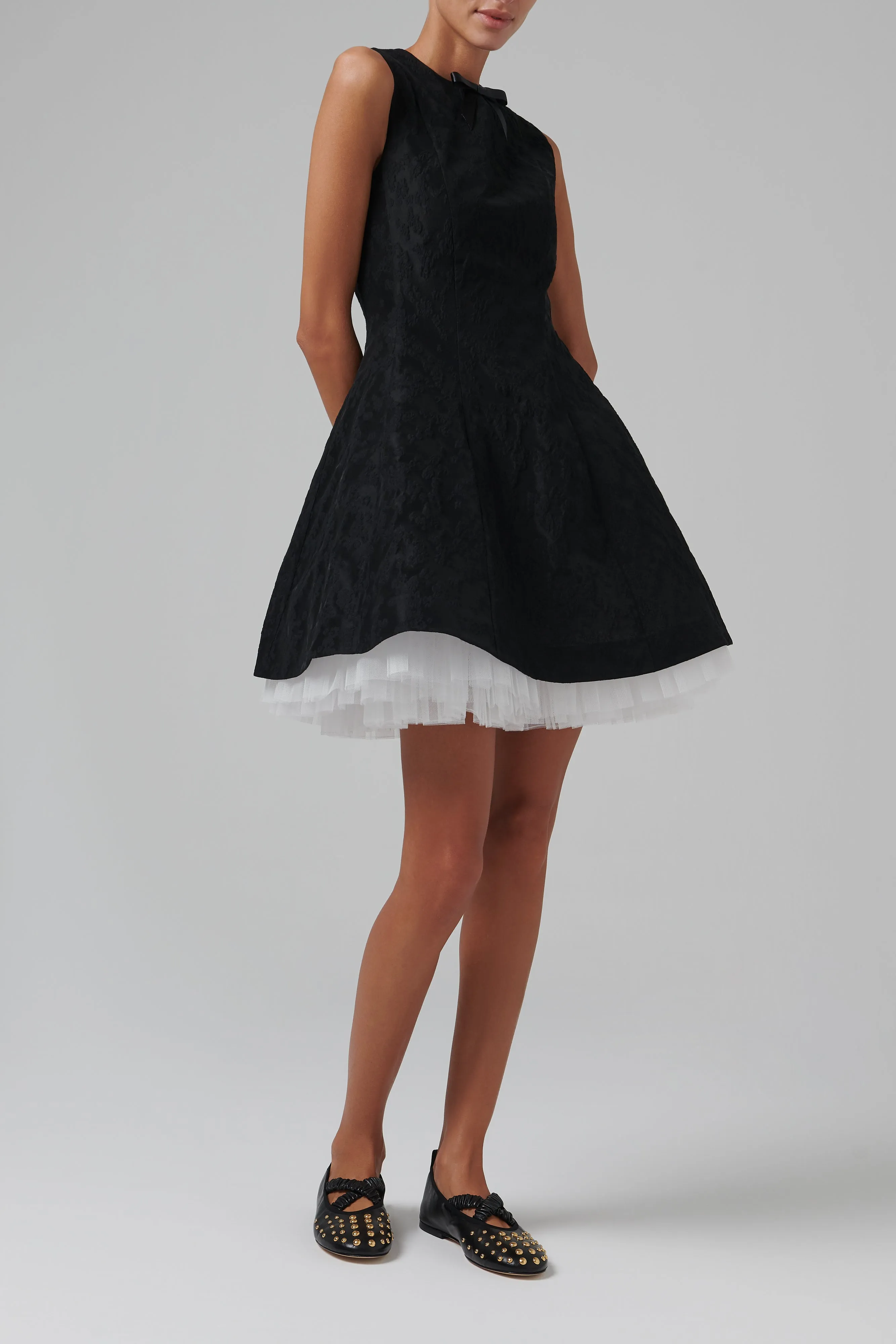 Black Puffy Sleeveless Mini Dress