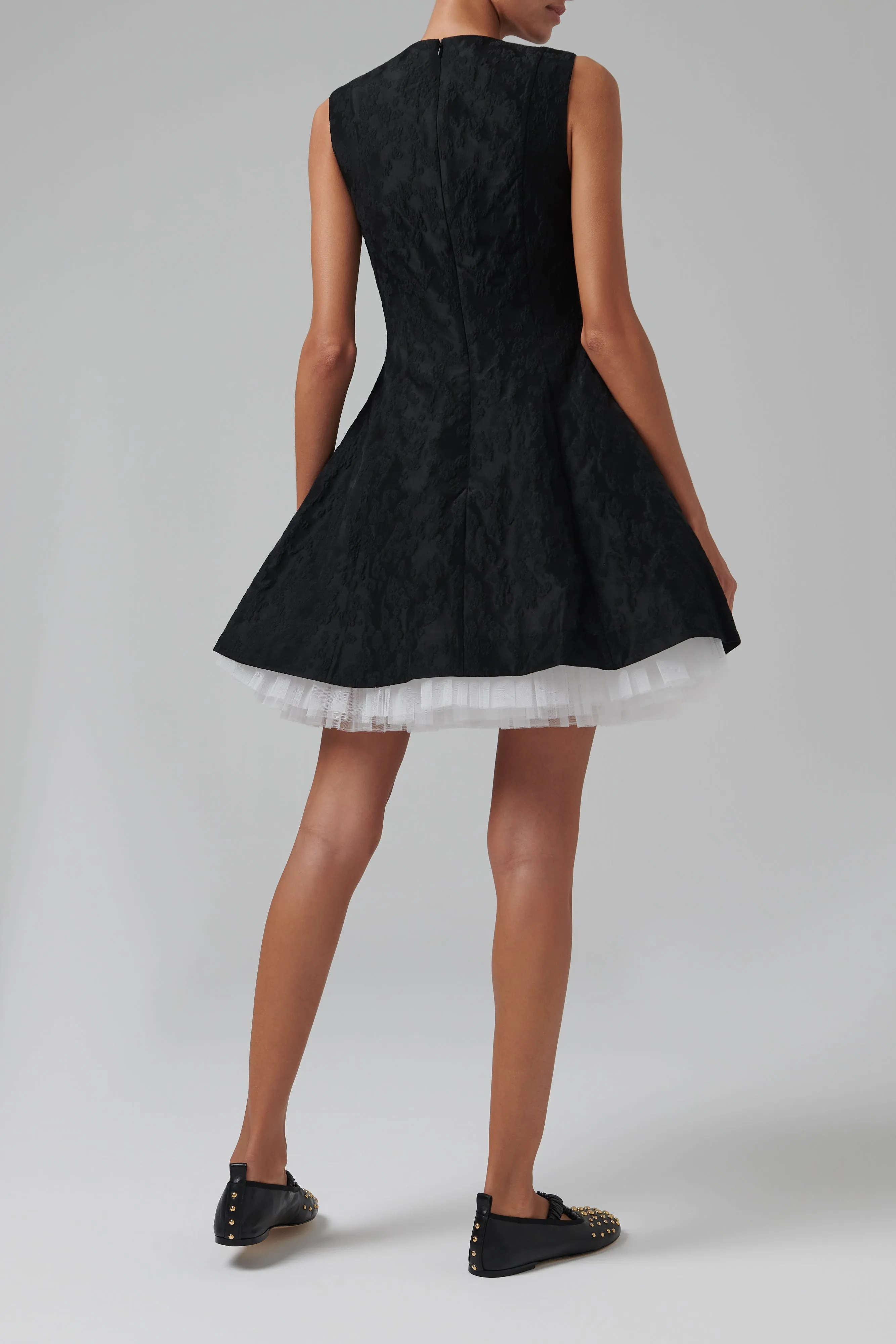 Black Puffy Sleeveless Mini Dress