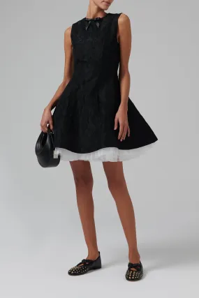 Black Puffy Sleeveless Mini Dress