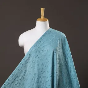 Blue - Floral Embroidered Cotton Hakoba Fabric 11