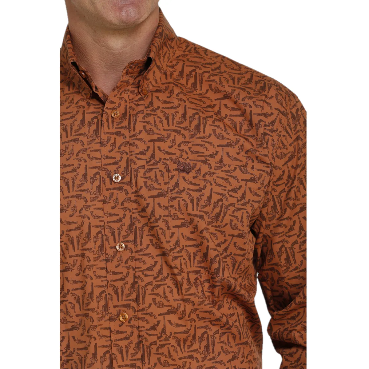 Cinch® Men's Brown Western Gun Patterned Button Up Shirt MTW1105455