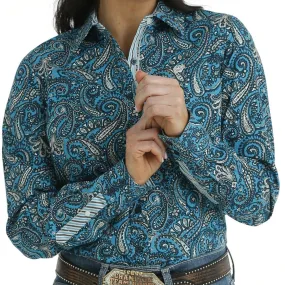 Cinch Women's L/S Blue Paisley Western Button Down Shirt
