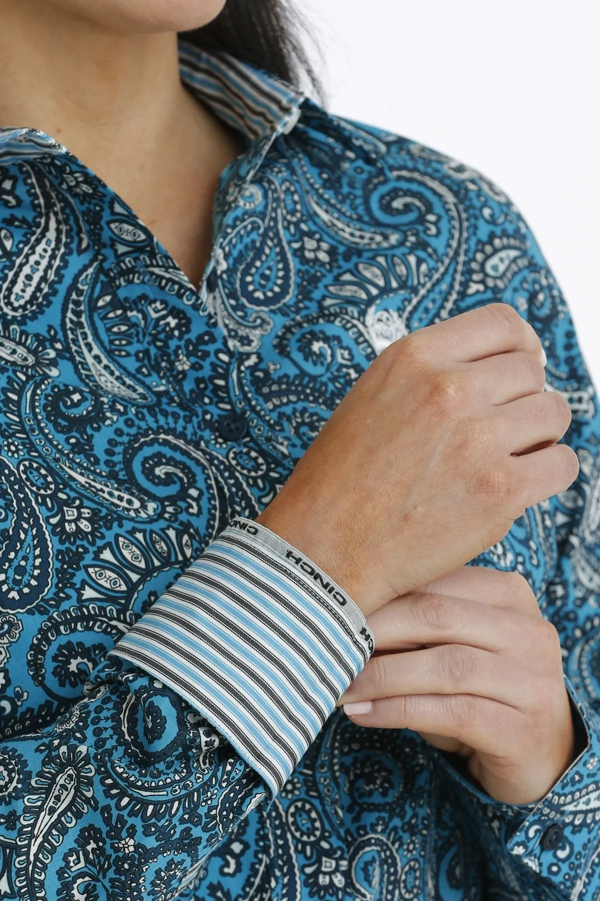 Cinch Women's L/S Blue Paisley Western Button Down Shirt