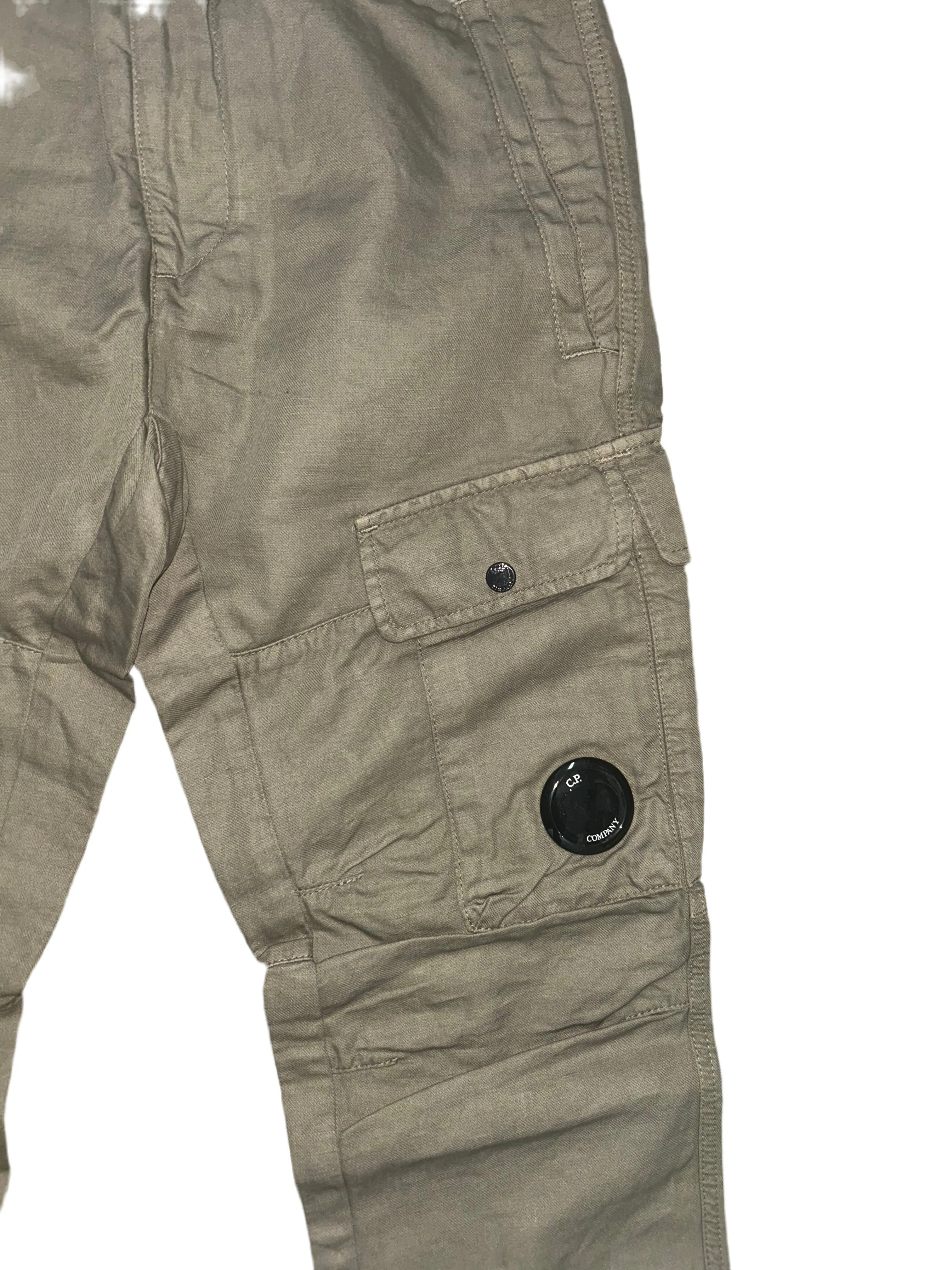 Cp Company Cotton Linen Lens Cargo Pants In Seneca Rock