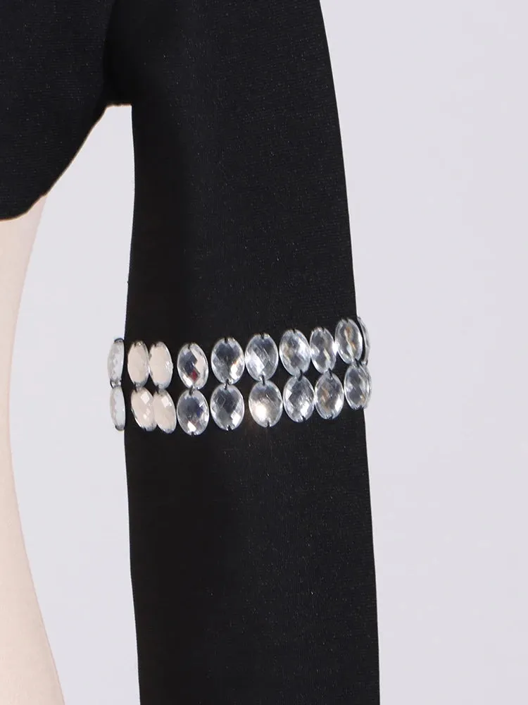 Diamonds Patchwork Long Sleeve Mini Cardigan Top