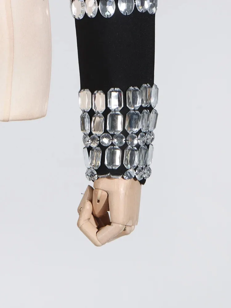 Diamonds Patchwork Long Sleeve Mini Cardigan Top