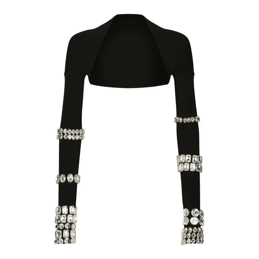 Diamonds Patchwork Long Sleeve Mini Cardigan Top