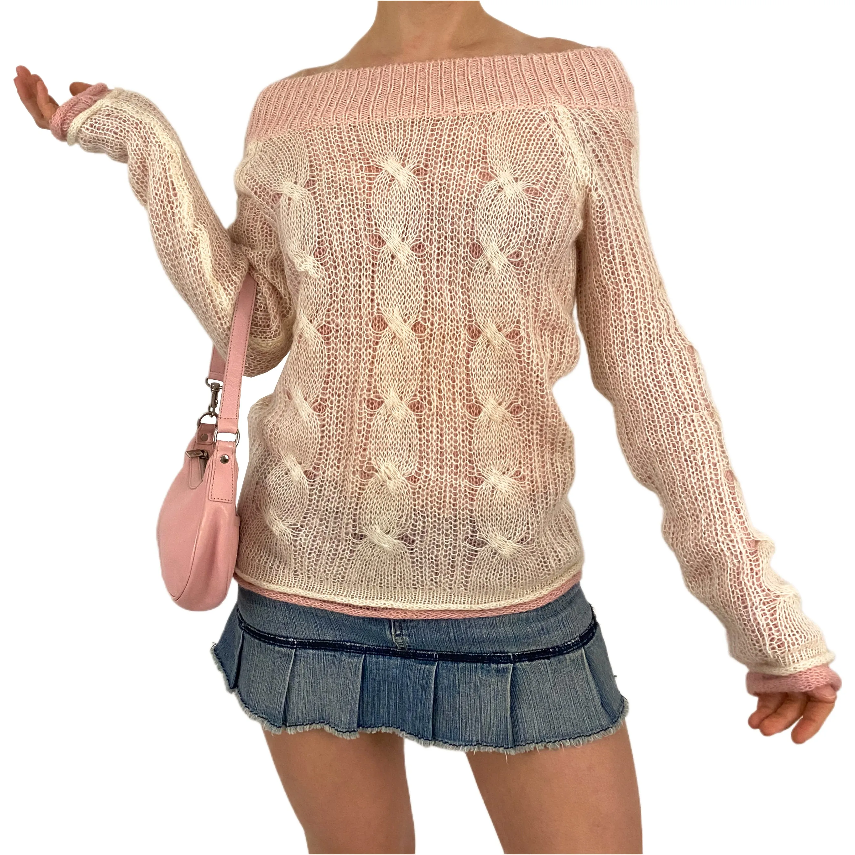 Double Layer Cable Knit Sweater (M)
