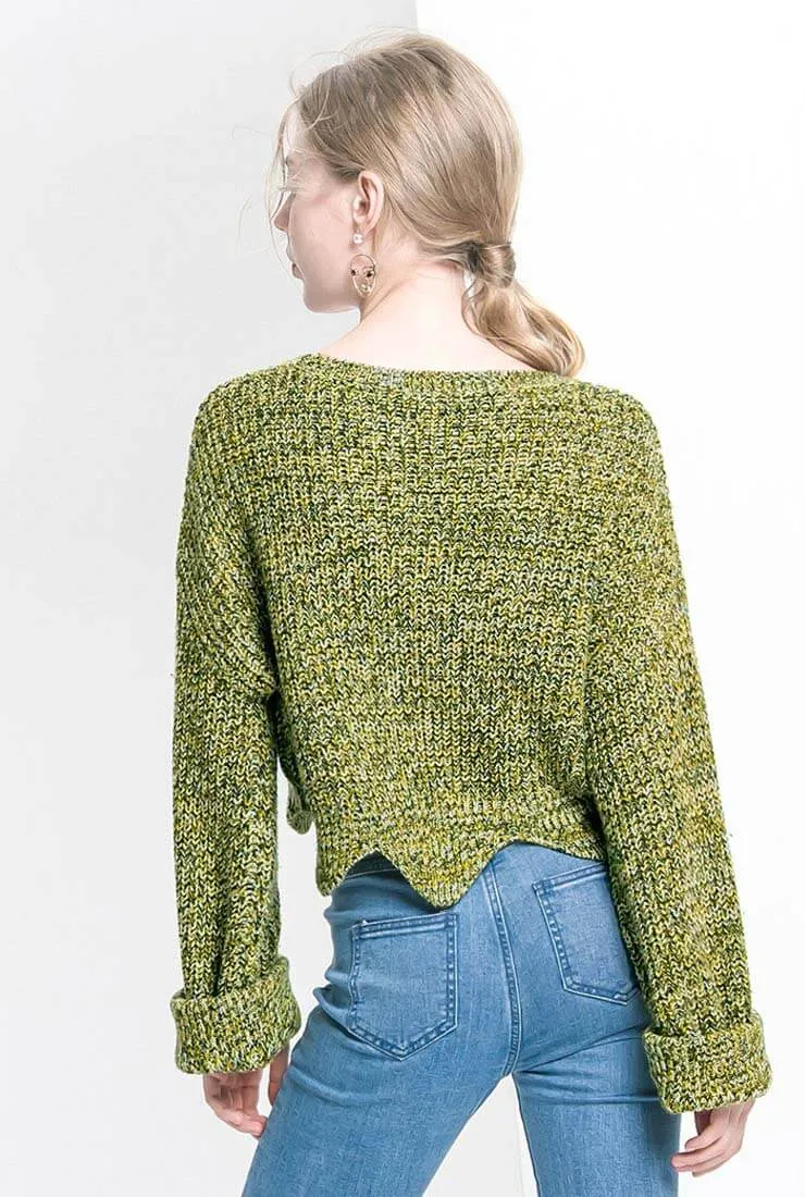 Drop Shoulder Wool Pullover Knit Sweater