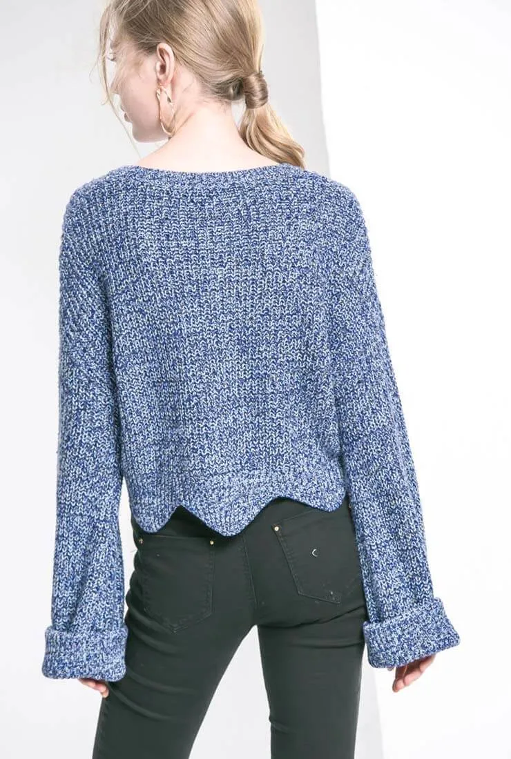 Drop Shoulder Wool Pullover Knit Sweater