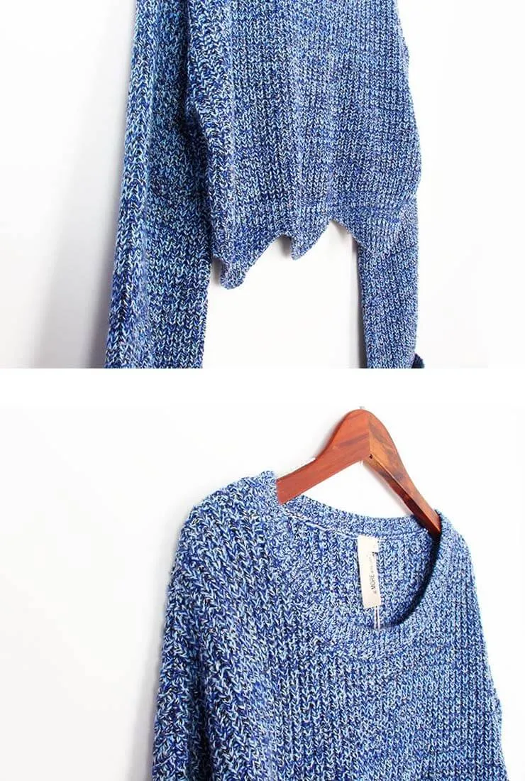 Drop Shoulder Wool Pullover Knit Sweater