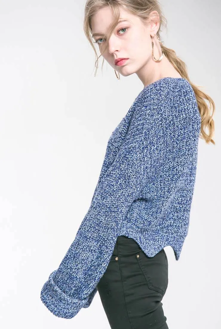 Drop Shoulder Wool Pullover Knit Sweater