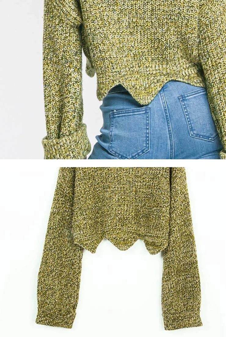 Drop Shoulder Wool Pullover Knit Sweater