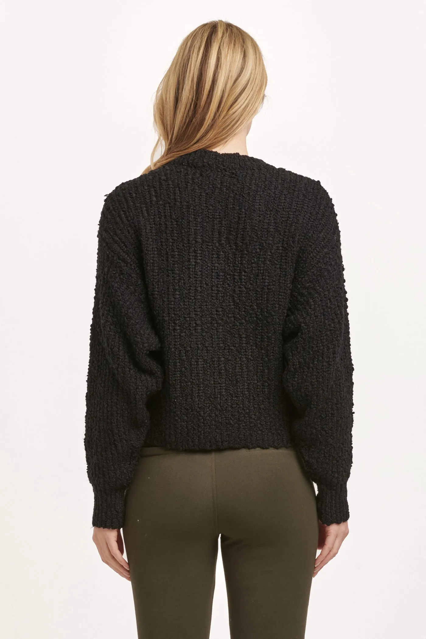 FANTINE CREW NECK LONG SLEEVE SWEATER BLACK