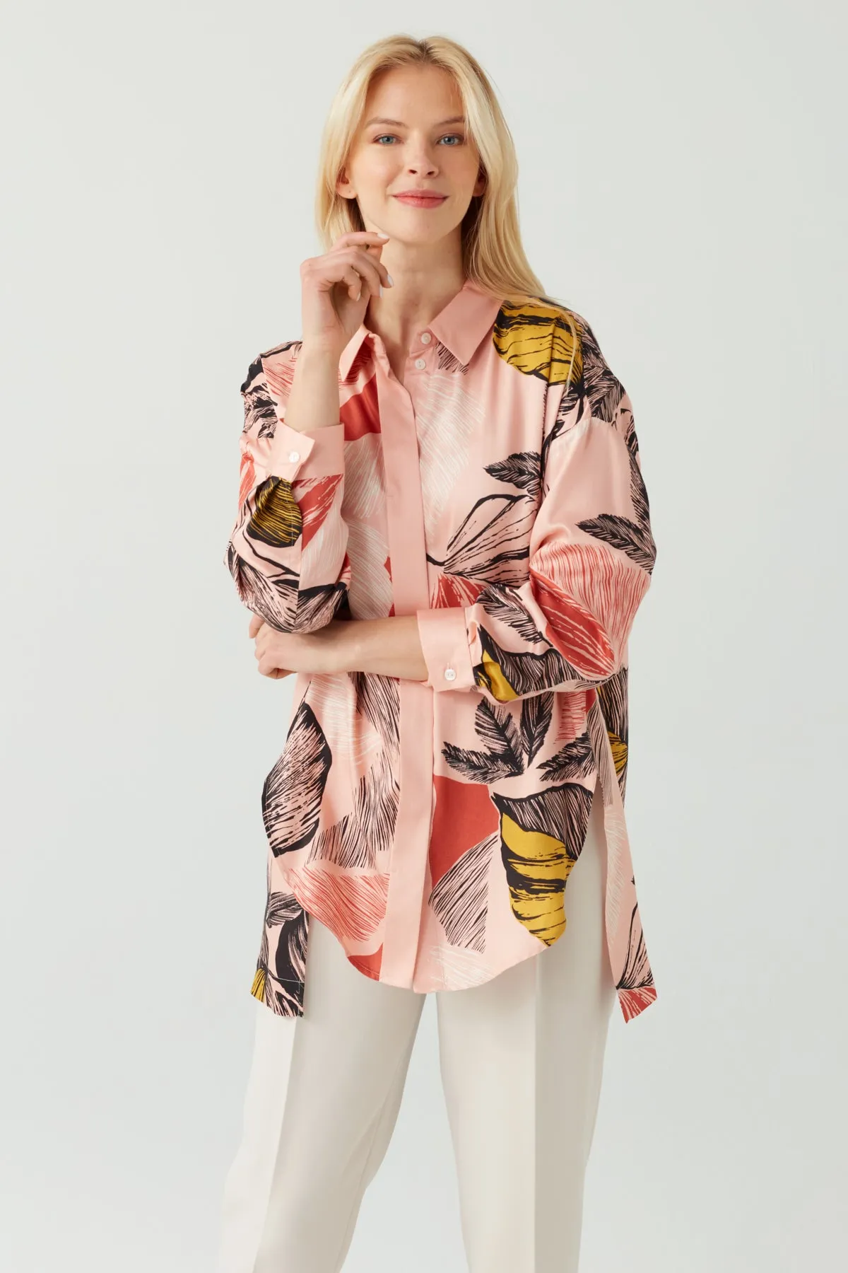 FLORAL LONG SLEEVE SHIRT ROSE