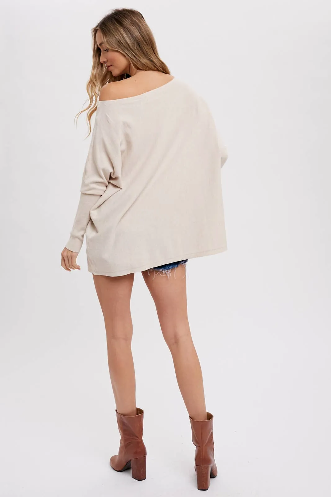 FLOWY BOATNECK DOLMAN SWEATER