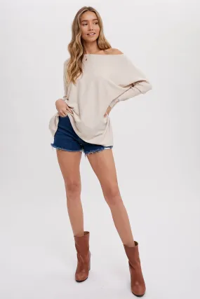 FLOWY BOATNECK DOLMAN SWEATER