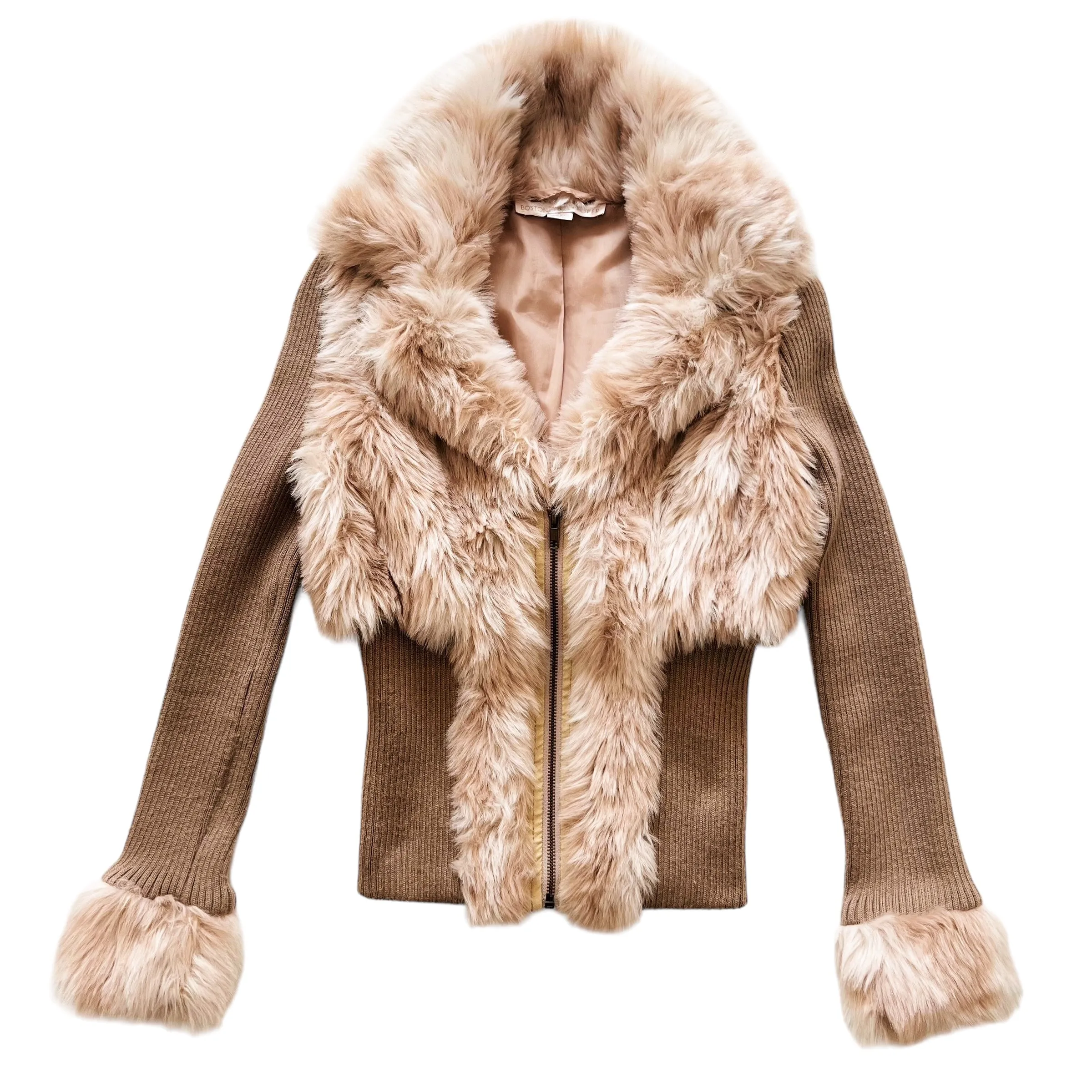 Furry Knit Zip Up Cardigan (XS)