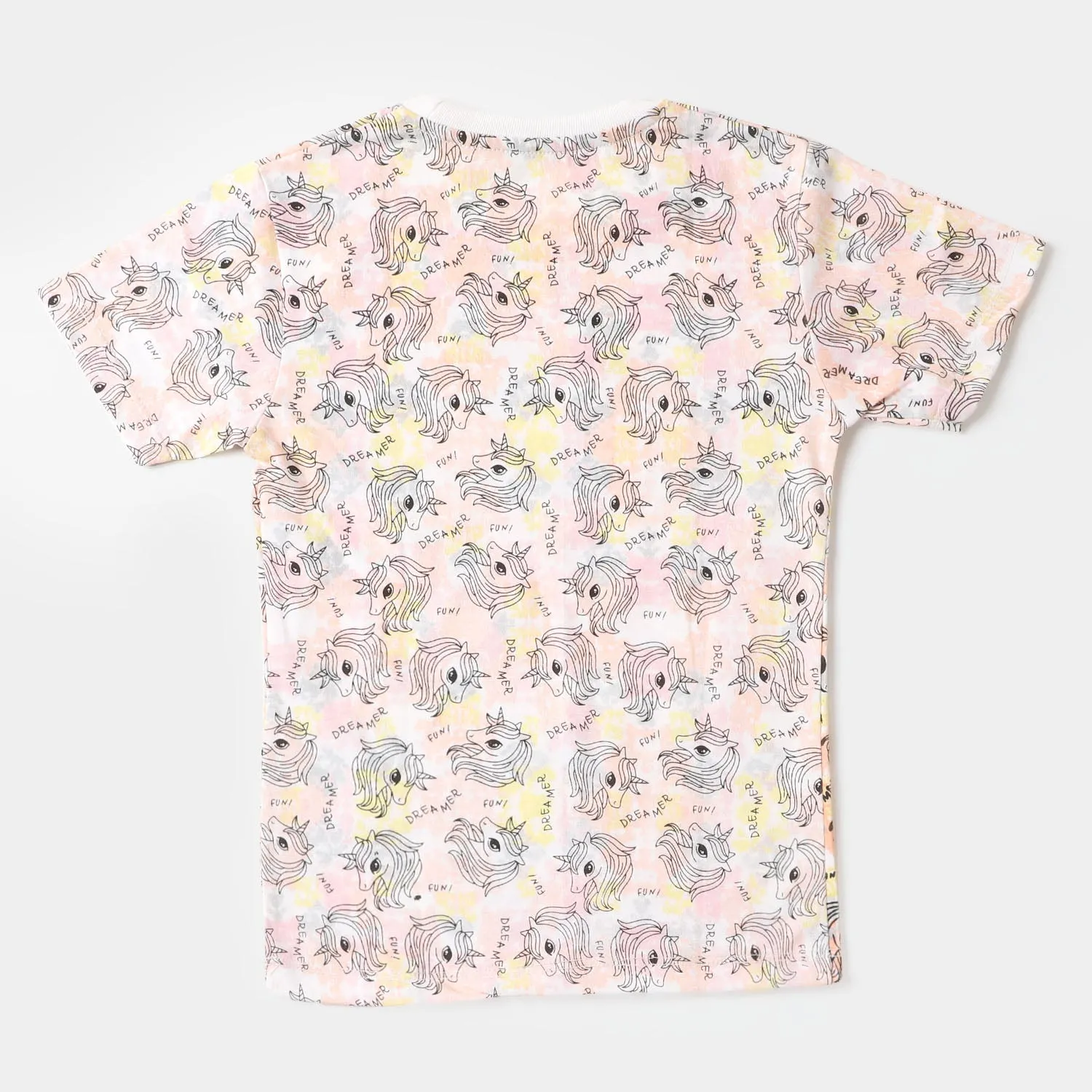Girls Knitted Night Suit Printed - White