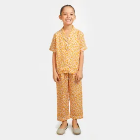 Girls Woven Night Suit Flowers - Citrus