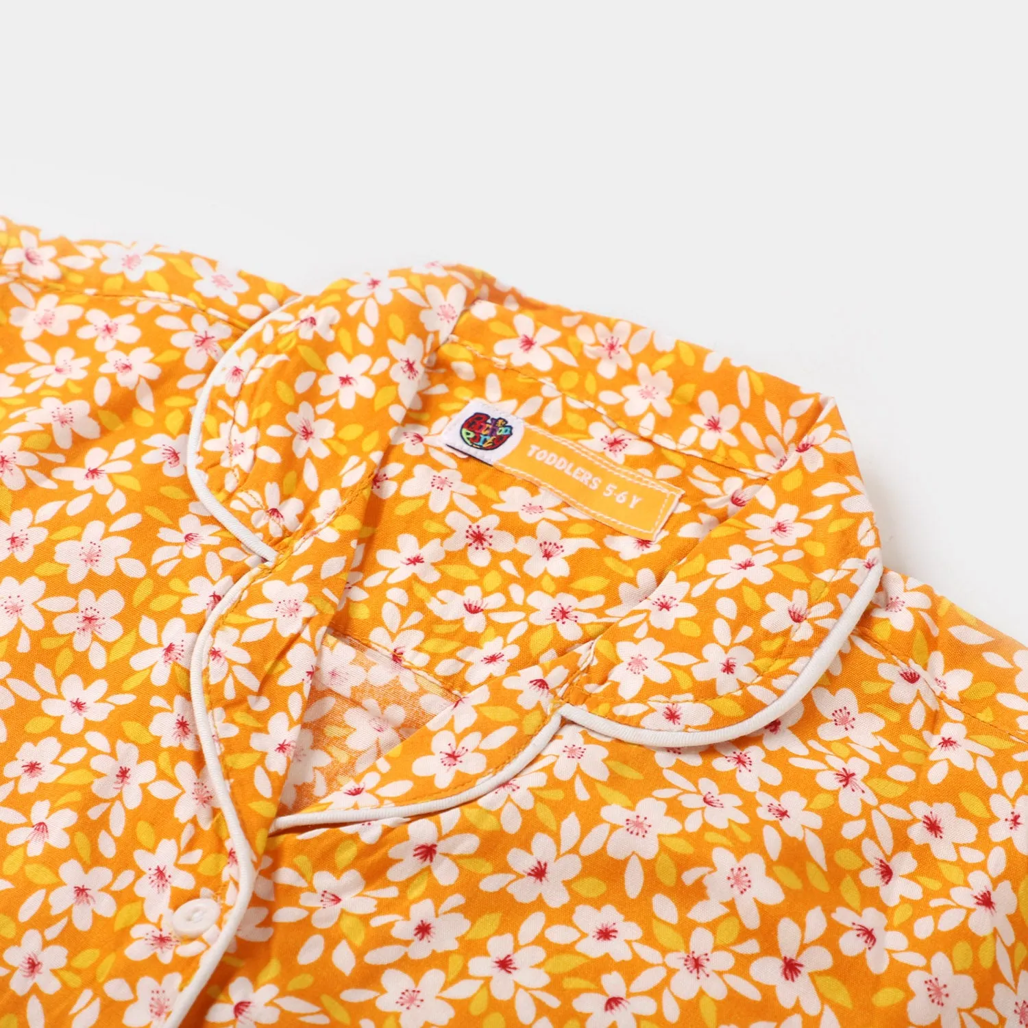 Girls Woven Night Suit Flowers - Citrus