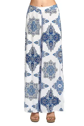 High Waist Allover Floral Print Flowy Maxi Slit Side Long Palazzo Pants