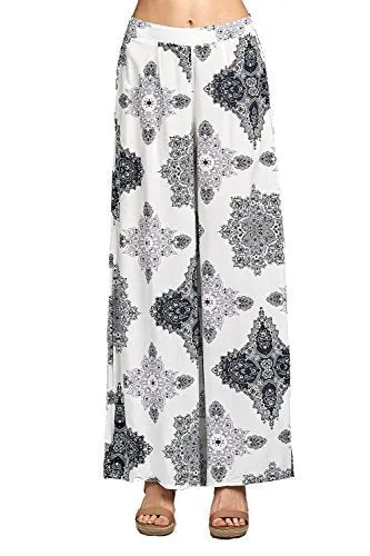 High Waist Allover Floral Print Flowy Maxi Slit Side Long Palazzo Pants