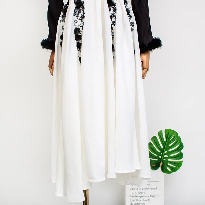 Hotels IUInspired V-Neck Long Sleeved Printed Skirt Elegant Women Skirt