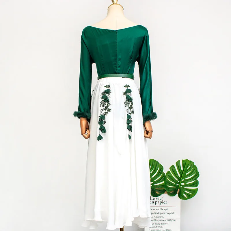 Hotels IUInspired V-Neck Long Sleeved Printed Skirt Elegant Women Skirt