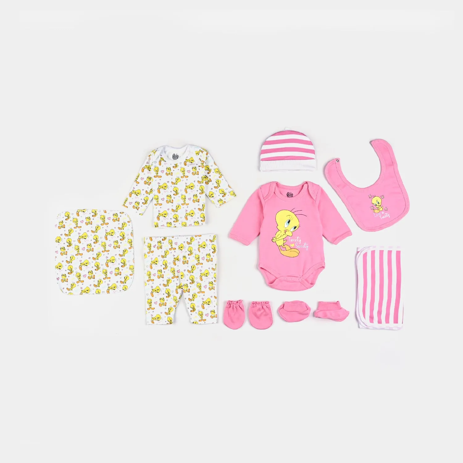 Infant Girls Cotton Interlock 9 Piece Set Character-mIX