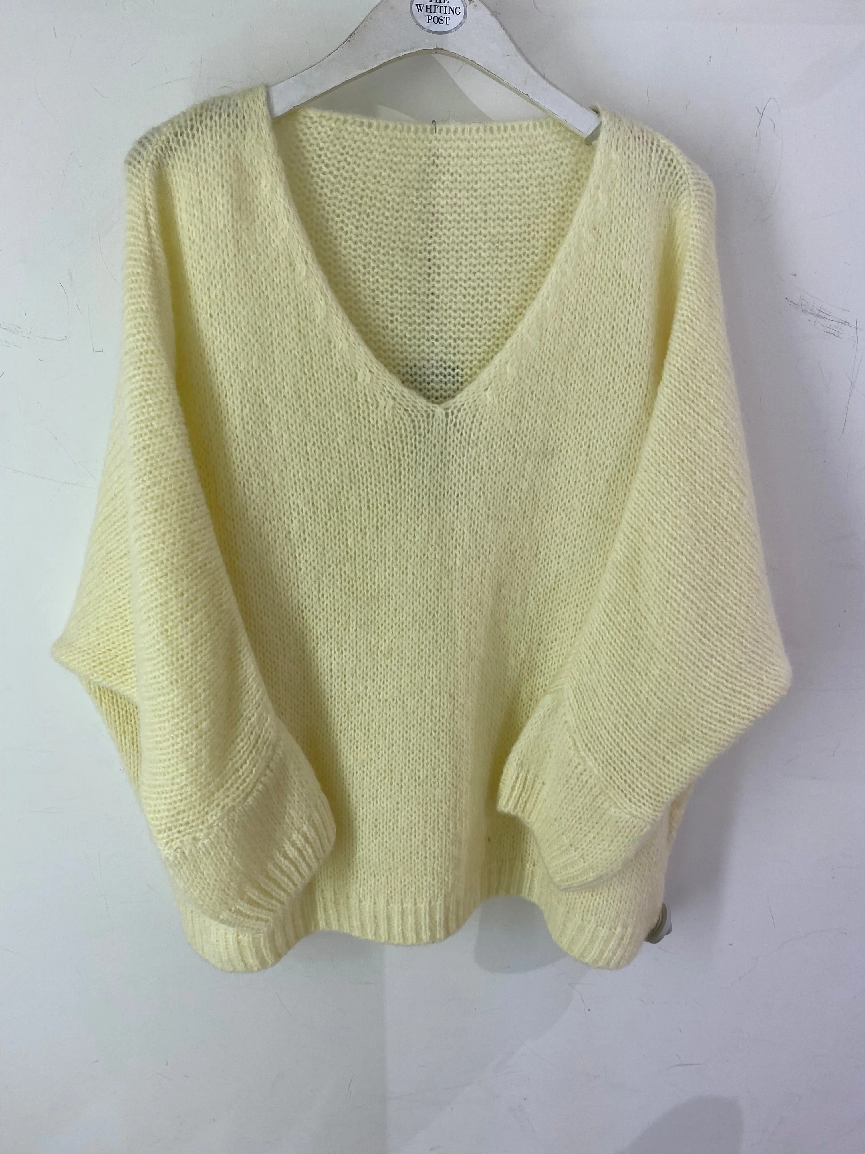 Italian collection mohair v-neck jumper - lemon yellow