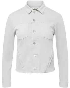 Janelle Slim Raw Denim Jacket in Blanc