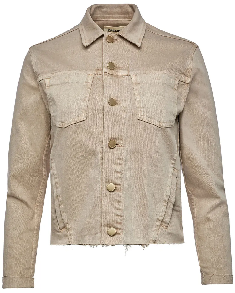 Janelle Slim Raw Denim Jacket in Oat