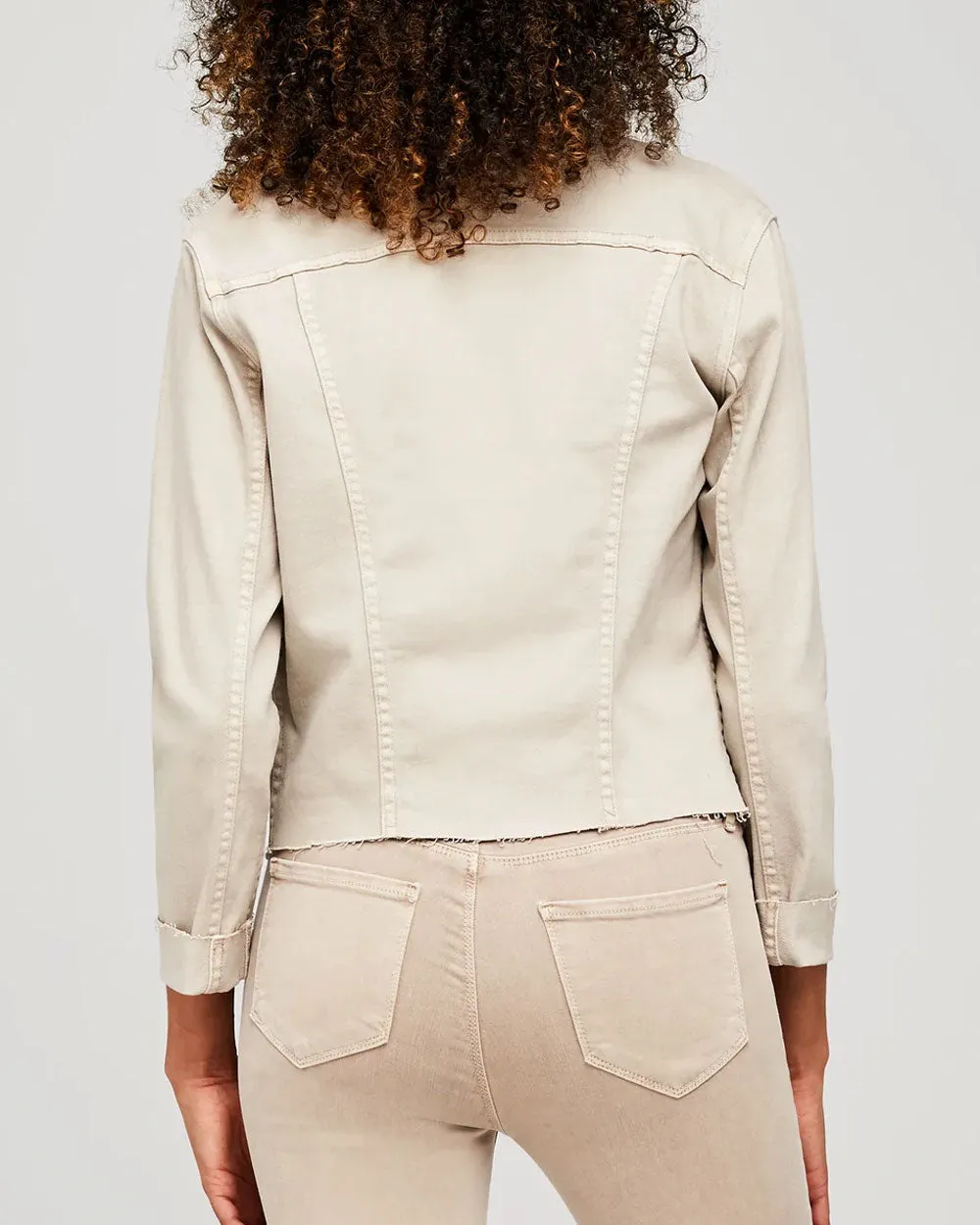 Janelle Slim Raw Denim Jacket in Oat