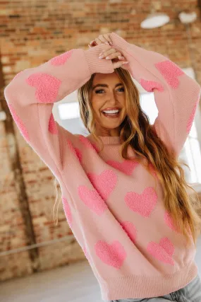 Jett Fuzzy Heart Knit Sweater