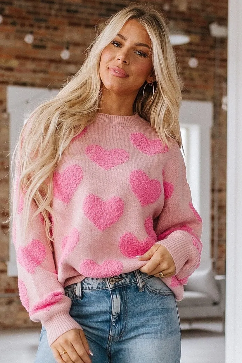 Jett Fuzzy Heart Knit Sweater