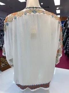 Johnny Was Brony Boxy Blouse - White