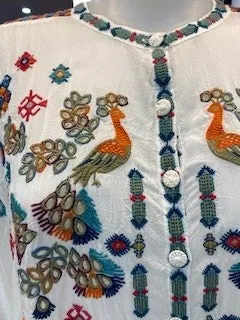 Johnny Was Brony Boxy Blouse - White