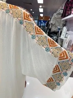 Johnny Was Brony Boxy Blouse - White
