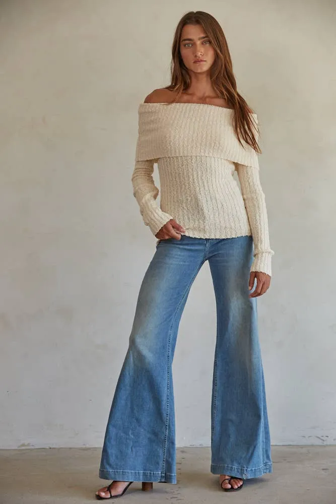 Knit Off Shoulder Long Sleeve Sweater