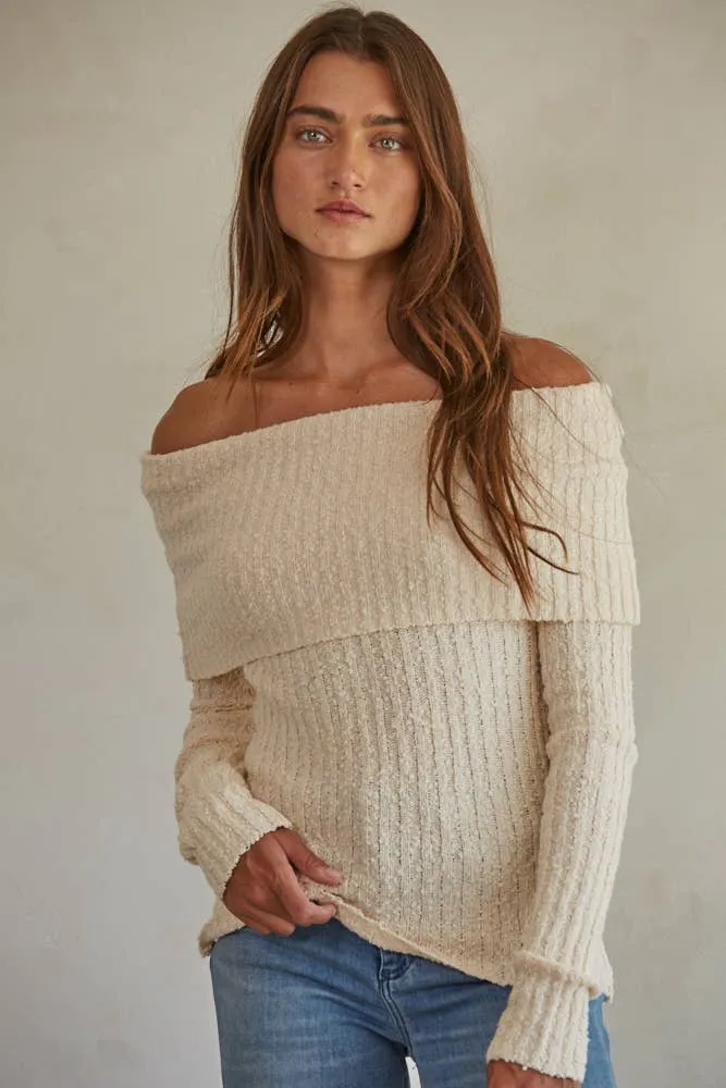 Knit Off Shoulder Long Sleeve Sweater