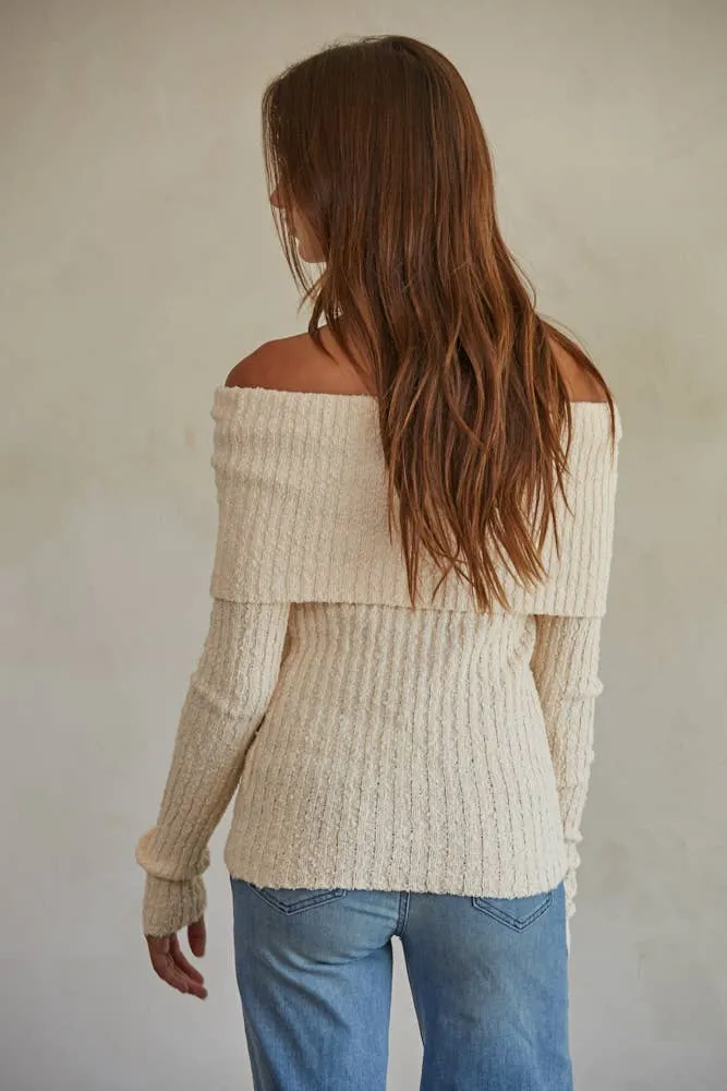 Knit Off Shoulder Long Sleeve Sweater