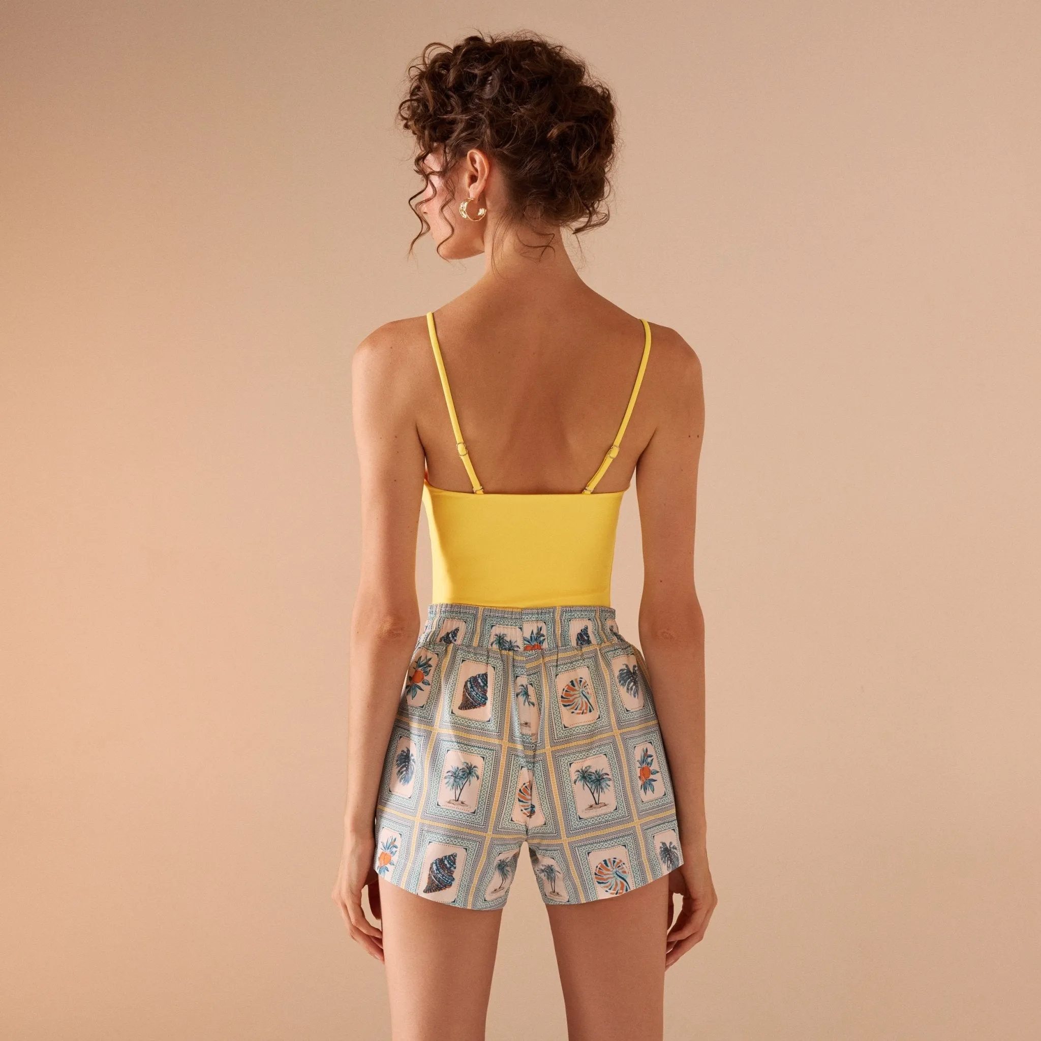 Light Blue Printed Swim Shorts
