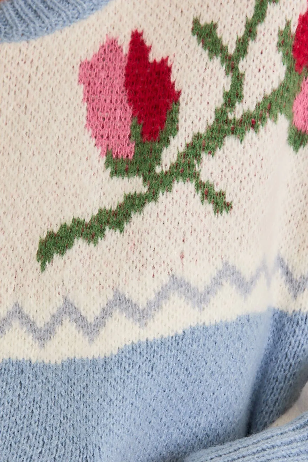 LONG SLEEVE FLORAL PATTERN SWEATER JACKET