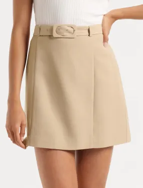 Mara Belted Crepe Mini Skirt