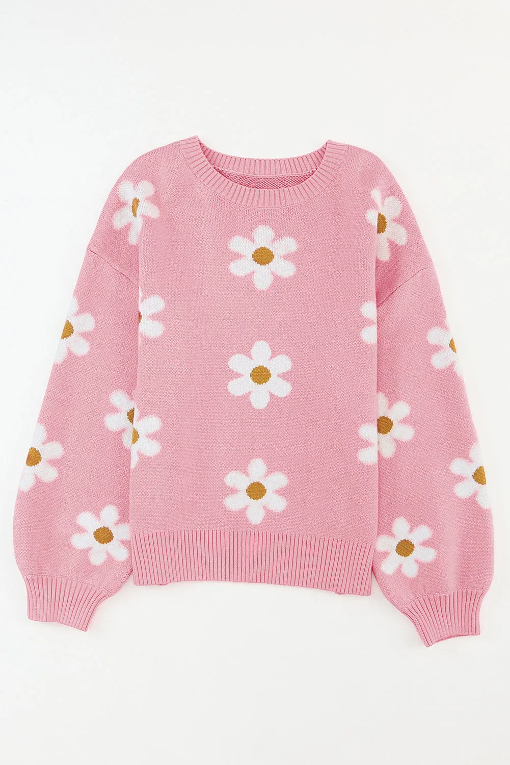 Mariah Floral Pattern Drop Shoulder Sweater
